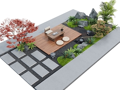 新中式庭院 庭院景观 景观小品 叮步 苔藓景观 枯山水