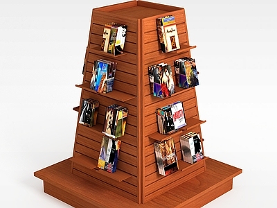 现代木制书店展示架