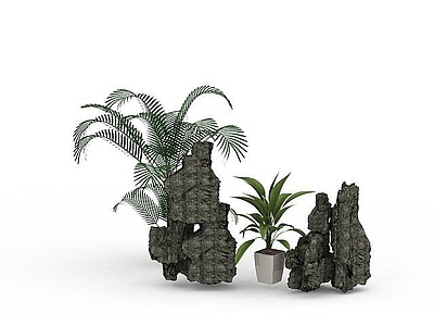现代摆件组合 公园假山装饰
