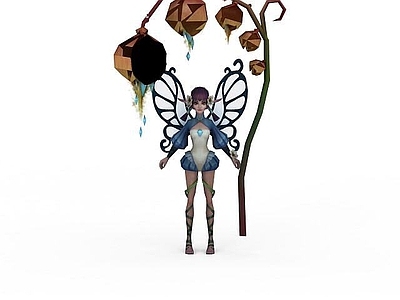 现代虚拟人物 游戏角色蝴蝶小精灵