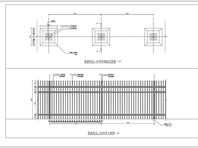 现代其他景观 围墙大门 施工图
