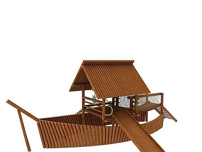 现代其他景观小品 园林小木亭