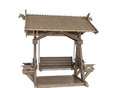 现代其他景观小品 园林小筑秋千亭