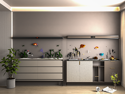 现代鱼缸 鱼缸 现代玻璃鱼缸 观赏鱼缸