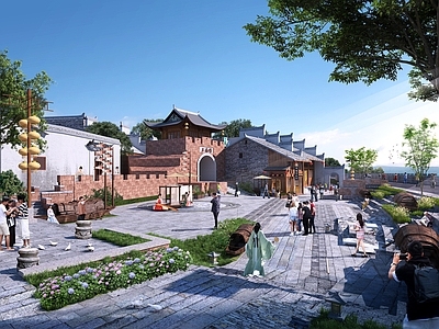 中式现代古建 中式 城门楼 古建城墙