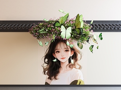 现代文化墙 鲜花墙绘 鲜花美陈 鲜花蝴蝶 打卡墙 植物墙