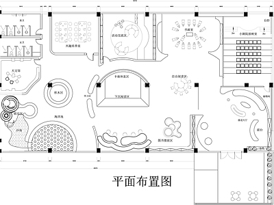现代培训中心 儿童培训室平面图 儿童培训空间平面 培训室设计平面图 培训空间设计平面 施工图