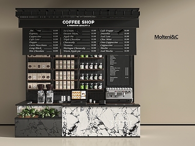 现代咖啡厅 奶茶店 咖啡机 工作台 收银台