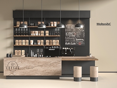 现代咖啡厅 奶茶店 咖啡机 工作台 展柜 收银台