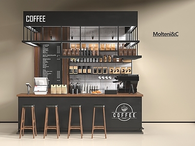 现代咖啡厅 奶茶店 咖啡机 工作台