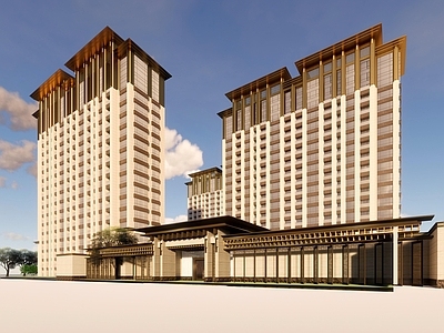 新中式中式小区建筑 小区 新中式