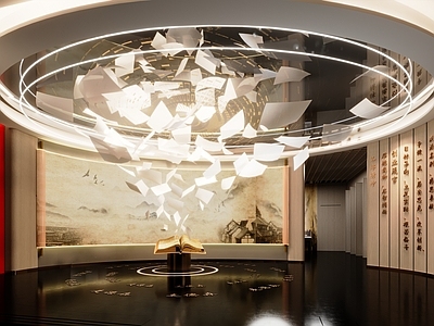 中式新中式其他文化展厅 历史展厅 书页飞舞 纸张飞舞 艺术展厅 文化墙