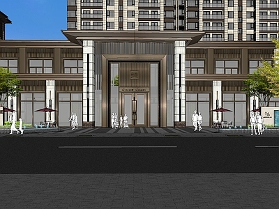 新中式中式小公建 中式住宅小区售楼 中式景观售楼处 中式商业沿街商业 住宅整体景观 住宅大区景观