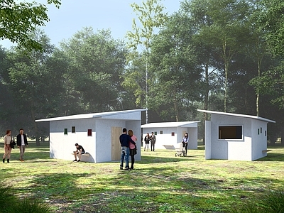 现代侘寂住宅景观 现代 户外 建筑 景观 公园
