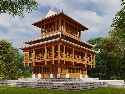 中式新中式古建筑 阁楼