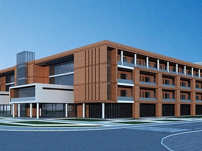 现代学校外观 教学楼建筑