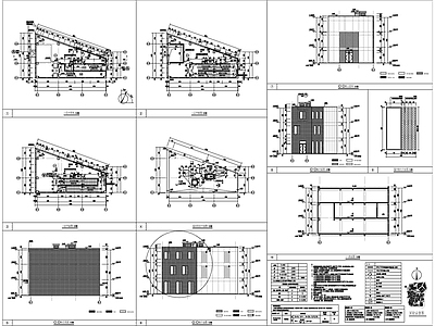 现代商业街 3个现代小商铺 施工图