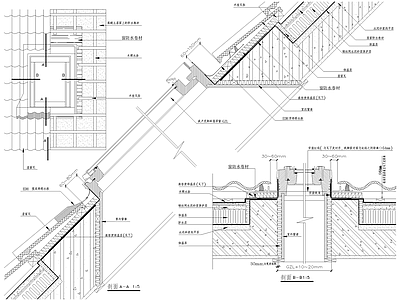 屋顶 坡屋顶 斜屋面窗 施工图