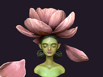 女人 花仙子 花精灵 女胸像雕塑 花妖 美女花神