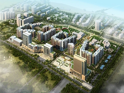 现代小高层住宅楼 现代综合住宅小区