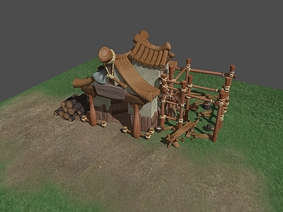 中古新中式风格建筑 鲁班堂 场景建筑