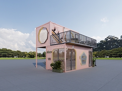 现代奶茶店 现代工业风集装箱 奶茶店 小吃店 咖啡厅