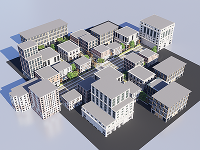 现代办公楼 城市建筑 鸟瞰规划