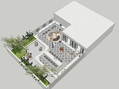 轻奢奶油别墅庭院 现代庭院