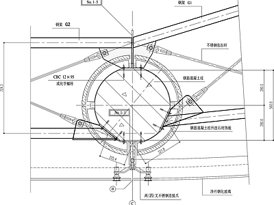 幕墙结构节点 轴预埋板 安装节点大样 施工图