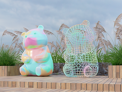现代其他小品 商业景观小品 网红景观动物IP 熊猫雕塑 动物小品 动物雕塑