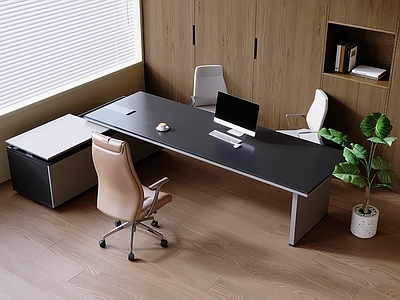 意式办公桌椅 意式实木办公桌椅 台式电脑老板桌椅 升降旋转椅