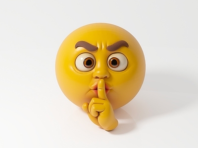 虚拟人物 Q版人物表情包 小声安静请勿喧哗 人物表情卡通表情 动漫人物手办摆件 美陈IP场景氛围
