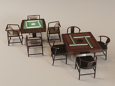 中式意式休闲桌椅 意式实木麻将桌椅 中式棋牌室桌椅 休闲桌椅