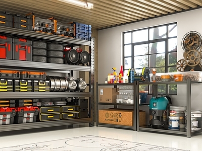 现代工业置物架 仓库 货架 工具 机械 铁艺