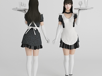 女人 现代服务员人物 女仆服务员