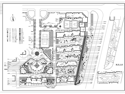 现代新中式居住区景观 社区地产景观 示范区 地产景观 公园景观 植物绿化 施工图