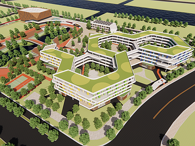 现代学校建筑 横向线条