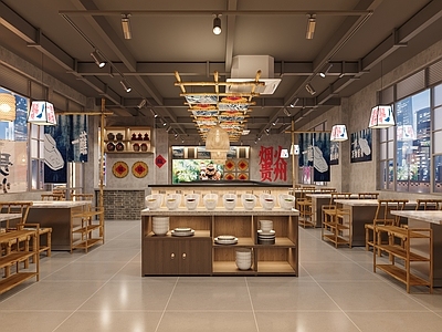 现代原木其他餐饮空间 市井风 烙锅 快餐 户外 门头