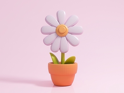 现代花盆 卡通盆栽动漫花草 花卉花体美陈道具 场景氛围IP设计 打卡合影雕塑摆件 玻璃钢 氛围场景