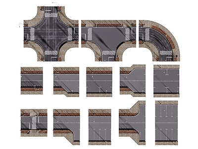 现代极简其他公共建筑 现代道路 马路 十字路口 T型路口