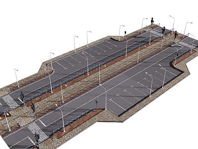 现代简约其他公共建筑 现代道路 马路 十字路口 户外停车