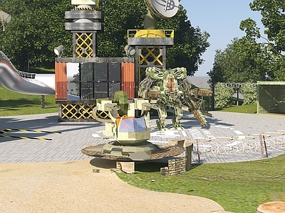 现代单人沙发 植物建筑场景