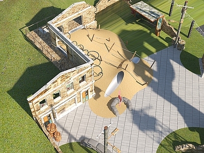 现代单人沙发 植物建筑场景