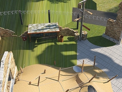 现代单人沙发 植物建筑场景