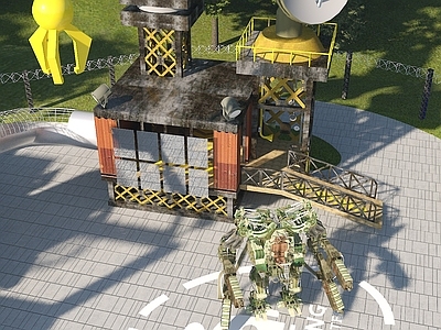 现代单人沙发 植物建筑场景