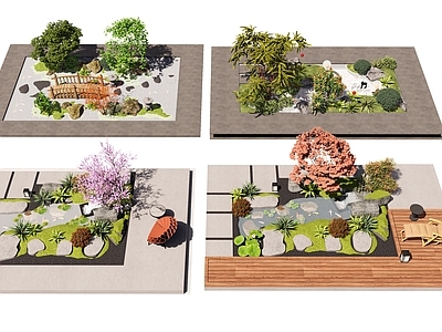现代新中式水景 新中式假山水景 石头 叠水景观 鱼池 庭院小品 荷花池 庭院鱼池