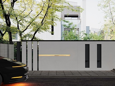 现代其他门 庭院门 现代建筑围墙 庭院围墙