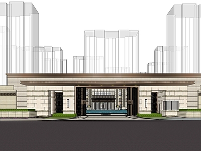 新中式中式小公建 大门 售楼处