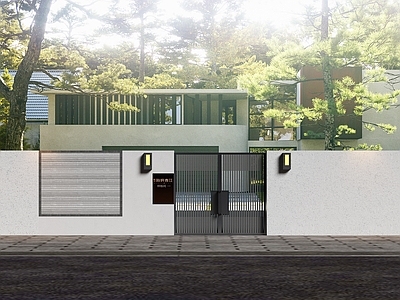 现代其他门 现代建筑围墙 庭院围墙 庭院外墙