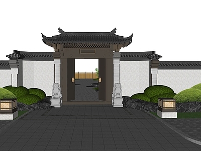 新中式现代庭院门 庭院门